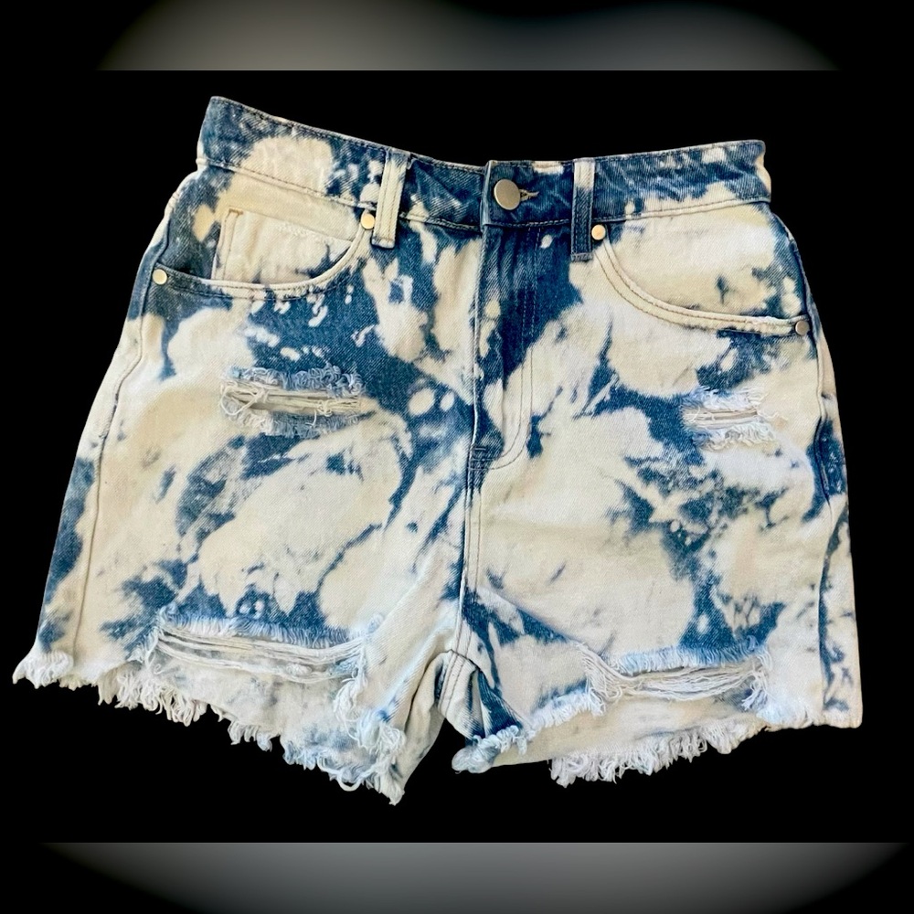Blue and White Tie-Dye Women Shorts